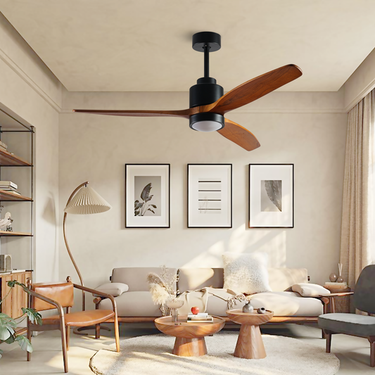 52-inch Elegant Wood Ceiling Fan with Dimmable LED Lights