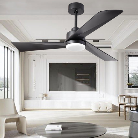 52 Black Ceiling Fan with Dimmable LED Light and Remote Control - Indoor/Outdoor