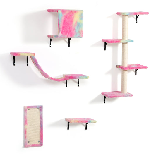 Wall-mounted Cat Tree, 5 Pcs Cat Tower for Kittens, Colorful