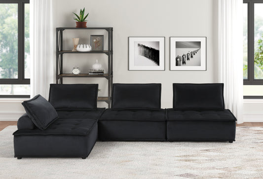 Anna Midnight Velvet 4 Piece Sectional Sofa