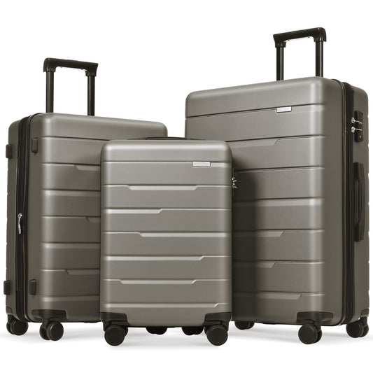 Luggage Sets 3 Piece Suitcase Set 20/24/28,Carry on Luggage Airline Approved,Hard Case with Spinner Wheels,Gray