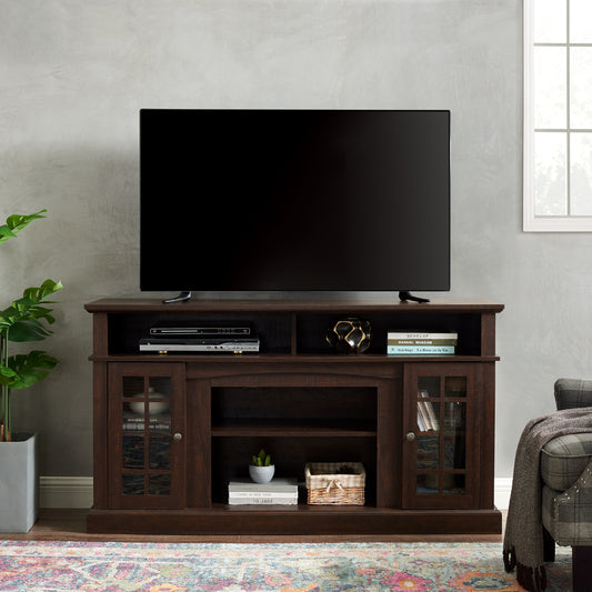 TV Media Stand with Classic American Look and Multifunctional Storage, Espresso, 58.25W*15.75D*32H