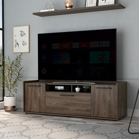 Dark Walnut Lyon TV Stand with Double Door Cabinet for TVs up to 55