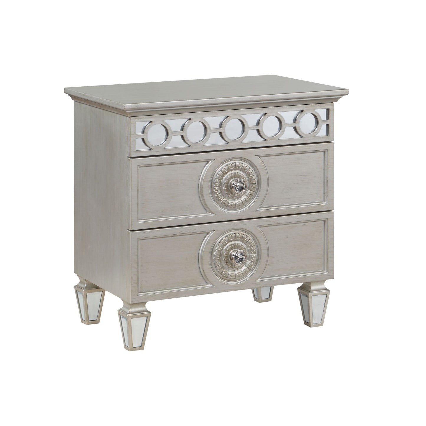 Varian Nightstand, Silver & Mirrored Finish BD01280