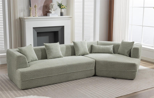 Modular Sectional Living Room Sofa Set, Modern Minimalist Style Couch, Upholstered Sleeper Sofa for Living Room, Bedroom, Salon, 2 PC Free Combination ,Boucle fabric ,Anti-wrinkle fabric,Green