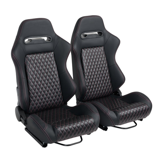 High Quality PVC and Suede Racing Seats with Double Slider - Set of 2