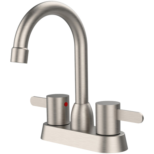 Dual Handle Brushed Nickel Bathroom Faucet for 3 Hole Sink