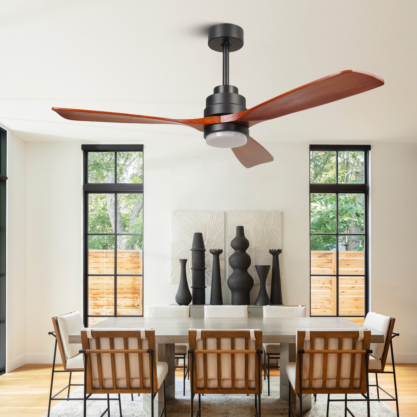 52-Inch Wood Ceiling Fan with Lights and Remote Control