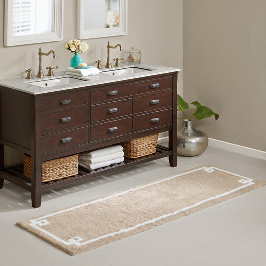 Elegant Ivory Cotton Bathroom Rug - 24x72