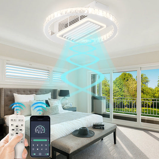 Bladeless Ceiling Fan with Remote Control and Dimmable LED Lights