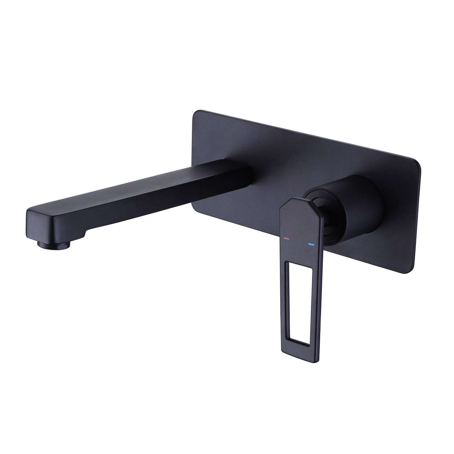Sleek Matte Black Wall-Mounted Bathroom Faucet Set with Rough-In Valve