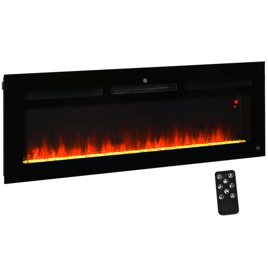 50 Wall Mounted Electric Fireplace with Adjustable Flame Color and Brightness