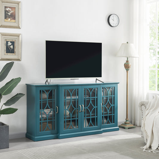 63 Teal Blue TV Stand and Storage Sideboard Buffet