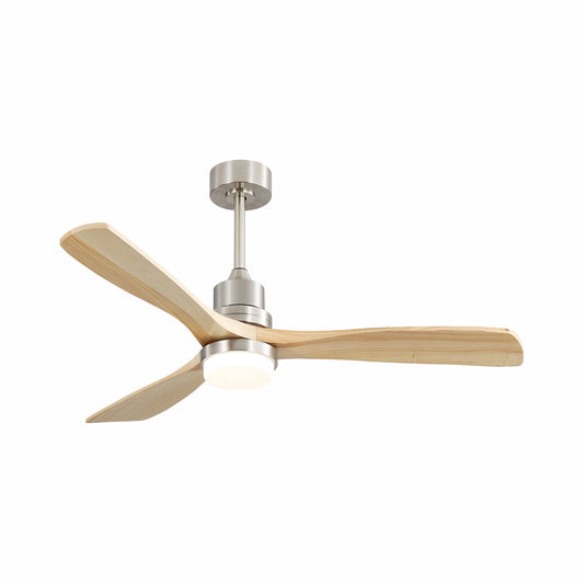 52 Reversible Wood Blade Ceiling Fan with Dimmable LED Light & Remote Control