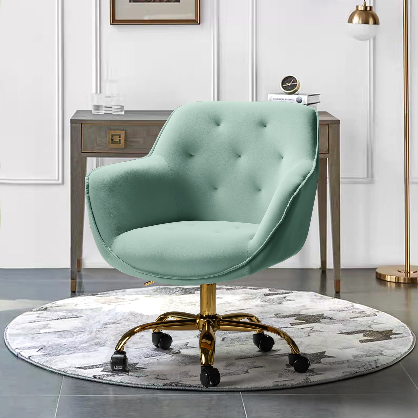 Somnus Task Chair With Tufted Back and Golden Base