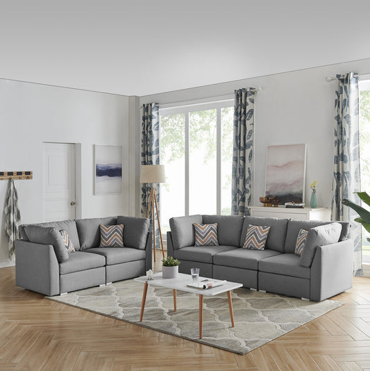 Amira Gray Fabric Sofa and Loveseat Living Room Set with Pillows