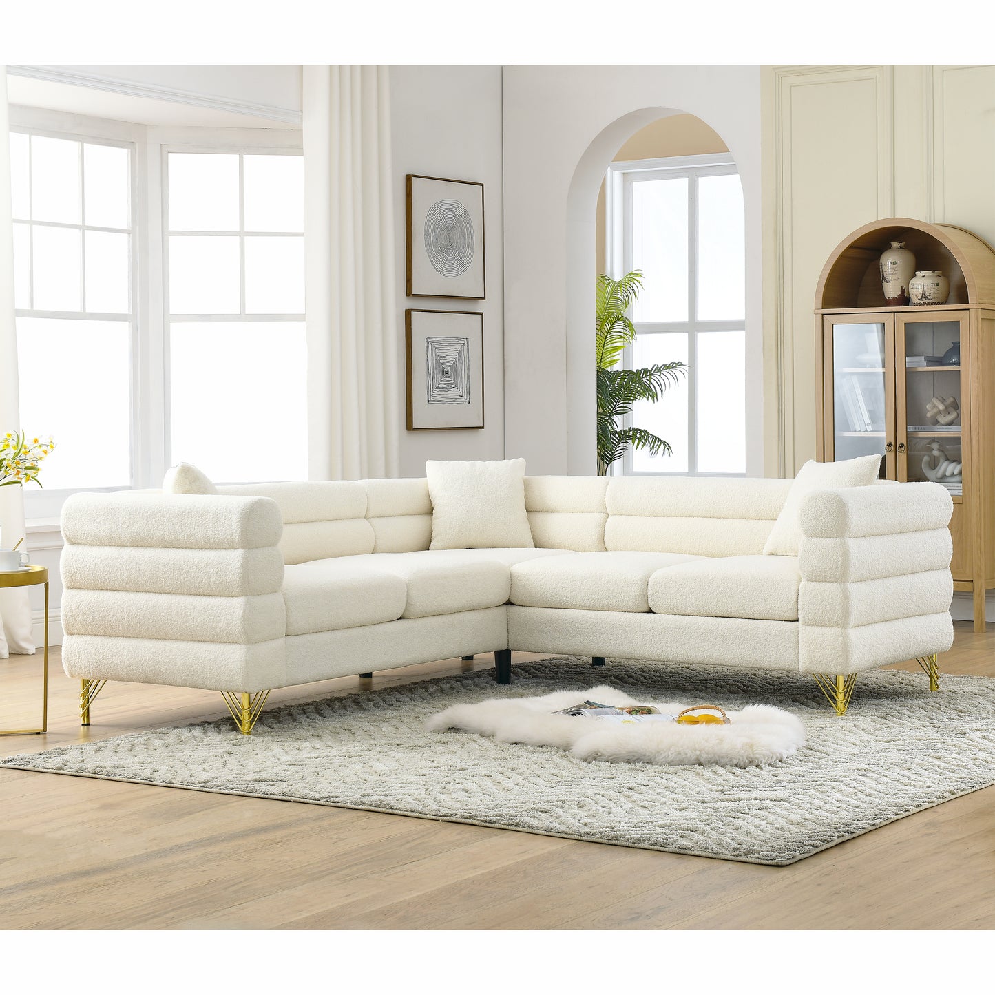 Oversized L-Shaped Sectional Sofa with Streamline Modern Design