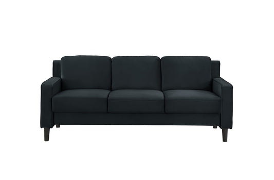 77.16 Black Velvet Modern Loveseat Sofa