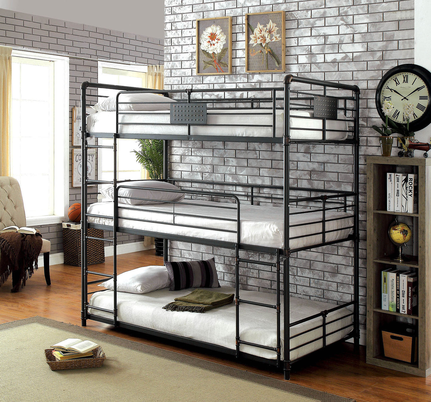 Three-Level Metal Bunk Bed