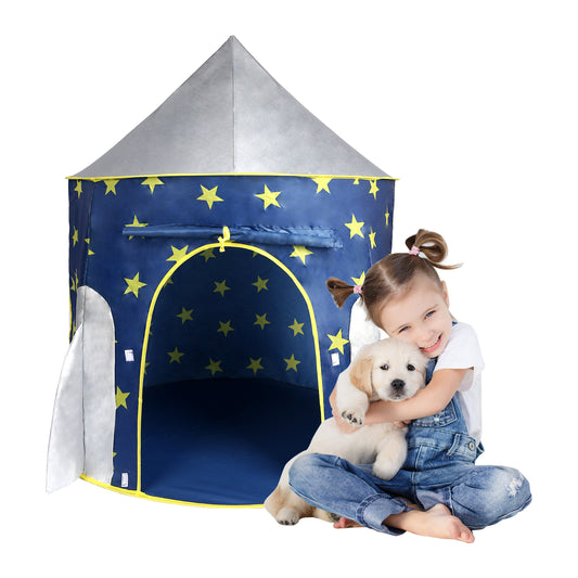 Space Adventure Kids Play Tent - Portable Rocket Ship Playhouse