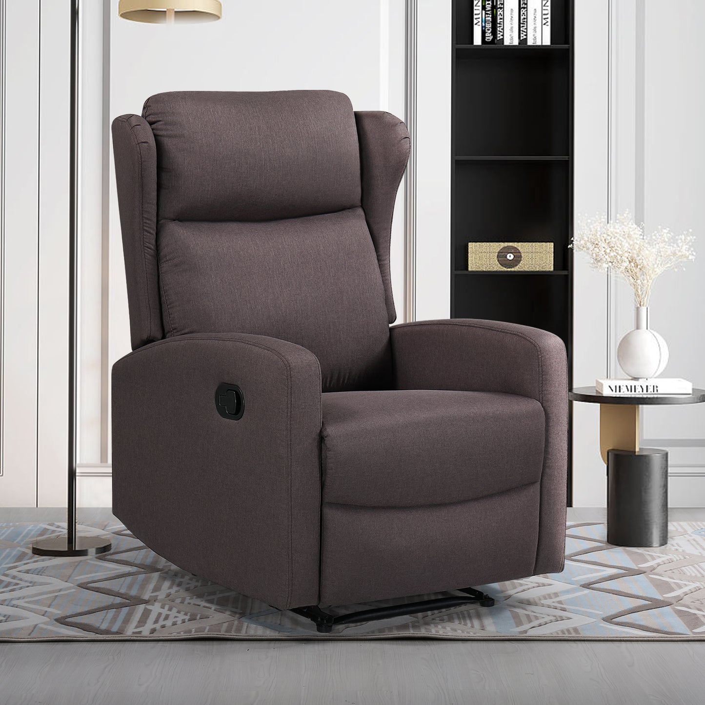 Adjustable JST Recliner Chair with Lumbar Support and Comfortable Arms in Linen Brown