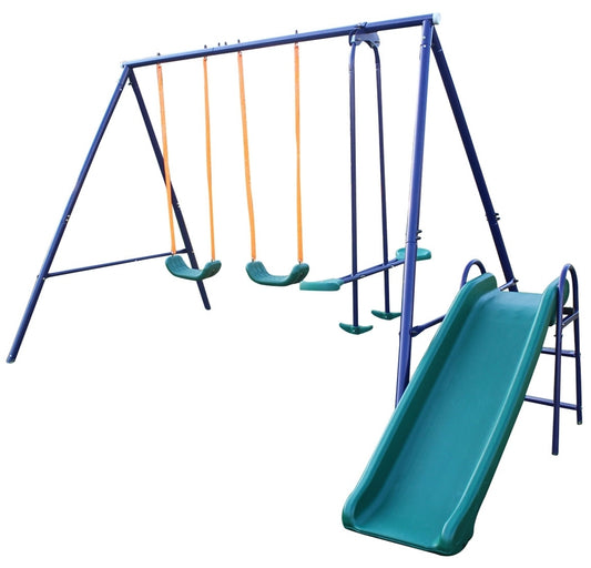 A-Frame Metal Swing Set with Slide and Color Options