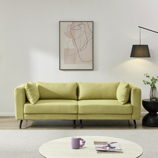 Living  Room  Sofa Couch with Metal Legs Light Green Fabric