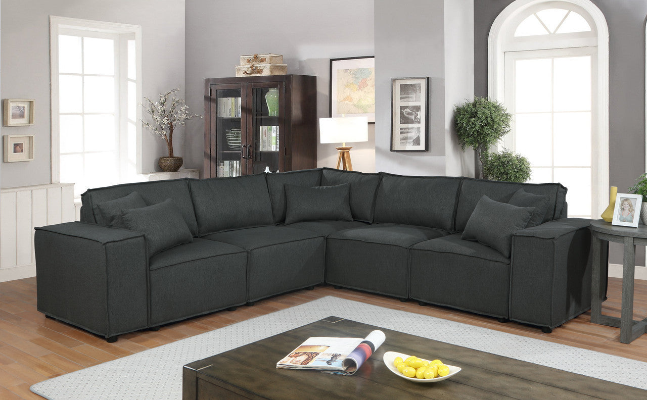 Jenson Dark Gray Linen Modular Sectional Sofa