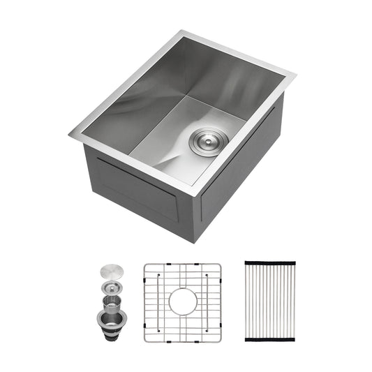 Undermount Stainless Steel Kitchen Sink - 14x18x9 Single Bowl Sink