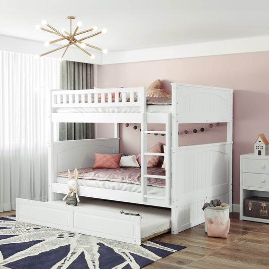 White Full Bunk Bed with Twin Trundle for Maximum Space Saving