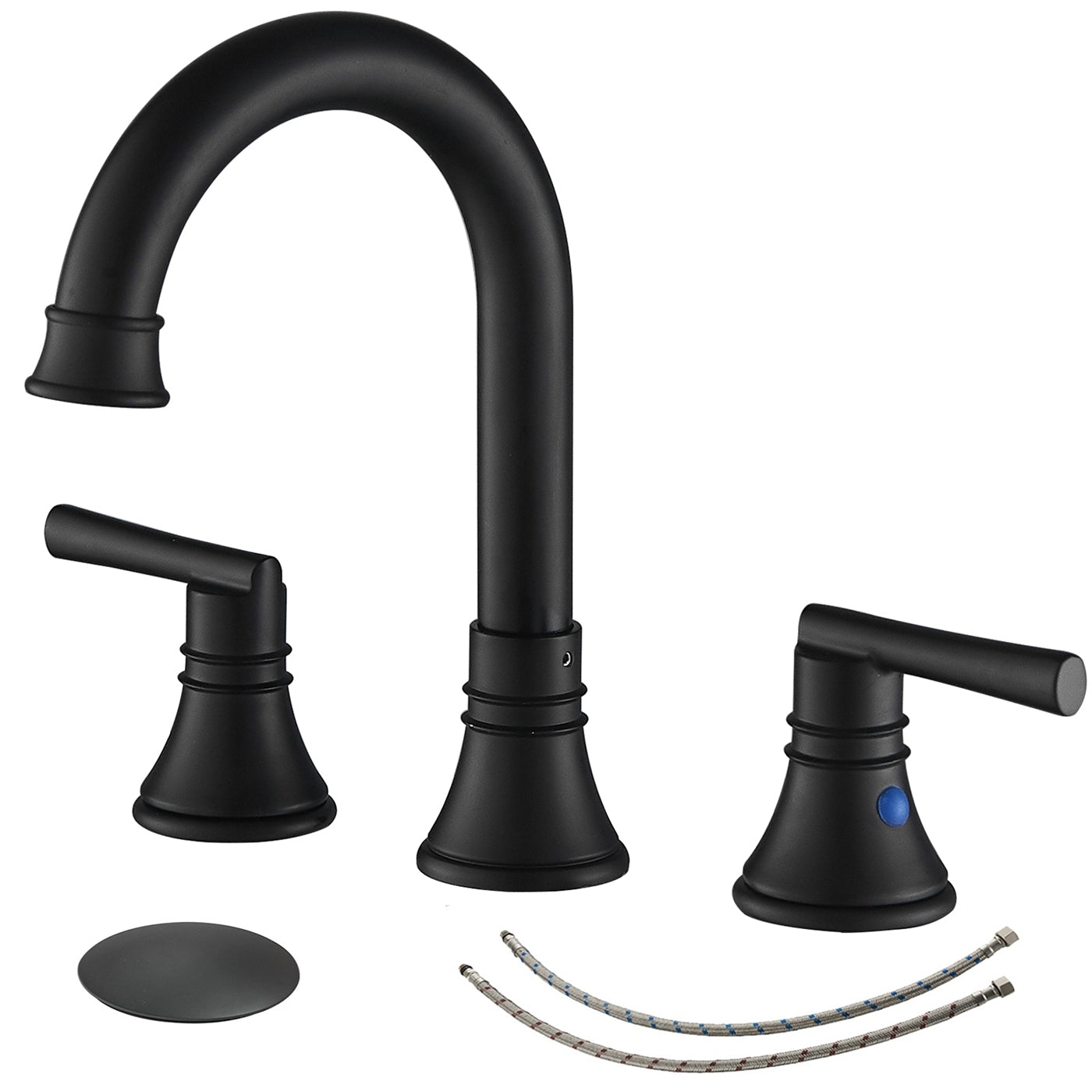 Matte Black 2-Handle J-Spout Widespread Bathroom Sink Faucet