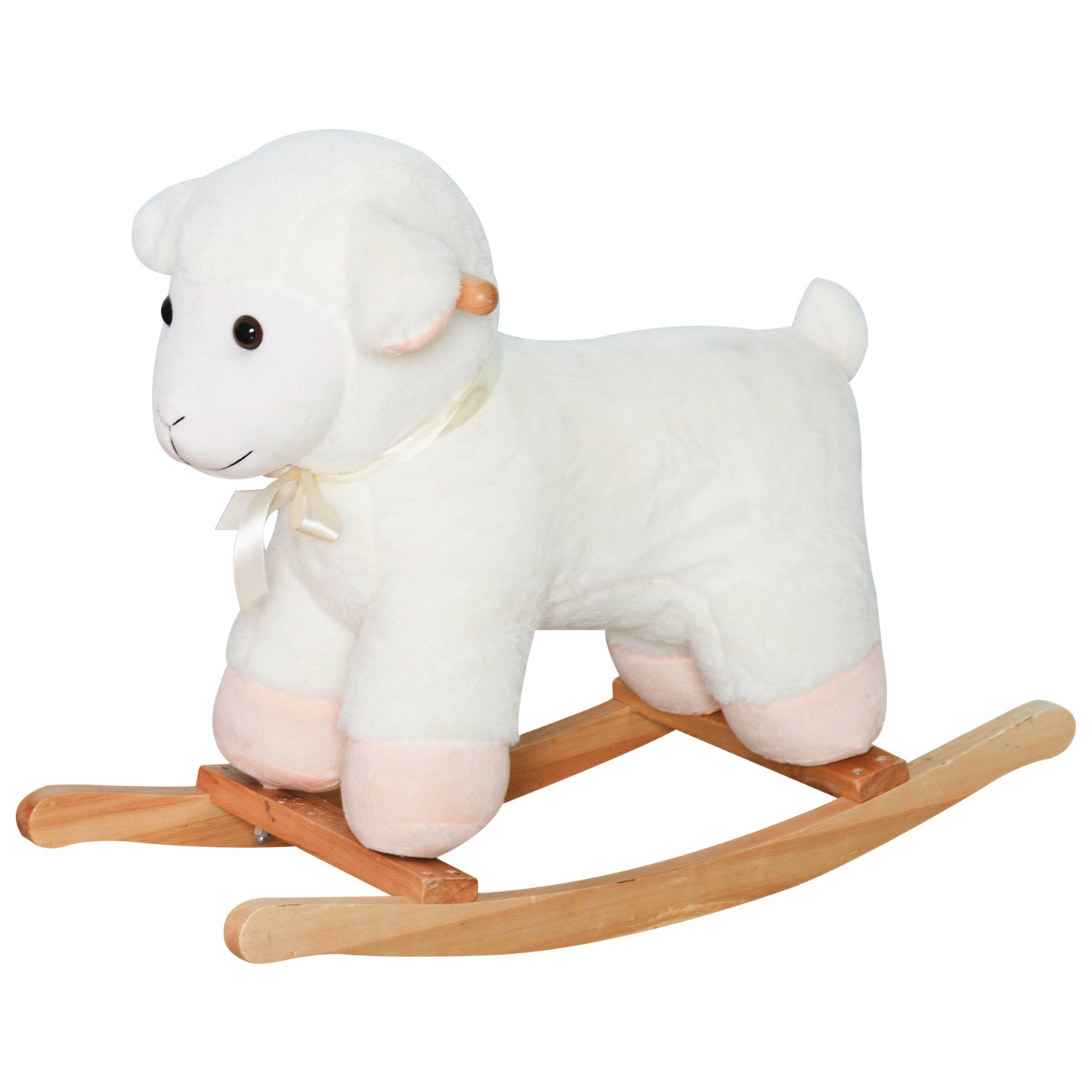 Qaba Lamb Rocking Chair Sheep for Kids, White Plush Toy Horse