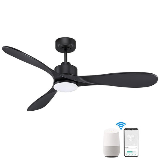 Intelligent 52-inch Black Ceiling Fan with Voice & APP Control