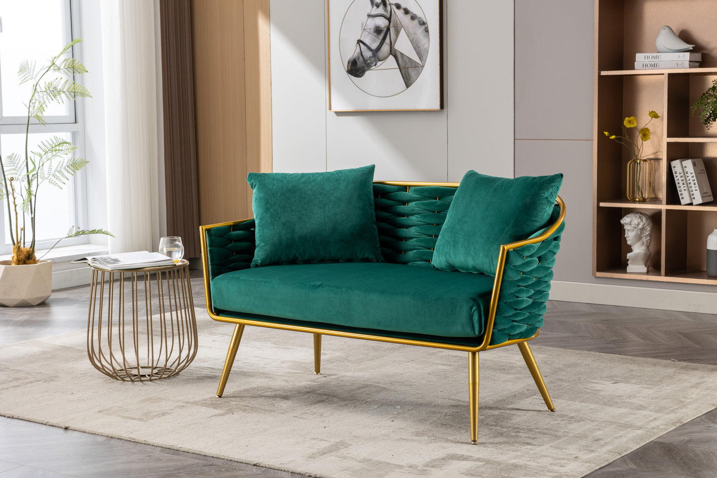 Velvet Accent Chair Modern Upholstered Armsofa Tufted Sofa with Metal Frame, Single Leisure sofa for Living Room Bedroom Office Balcony