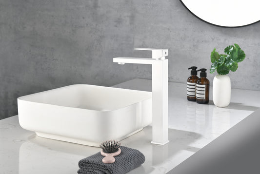 Single Handle Stainless Steel Bathroom Vanity Faucet with Waterfall Design