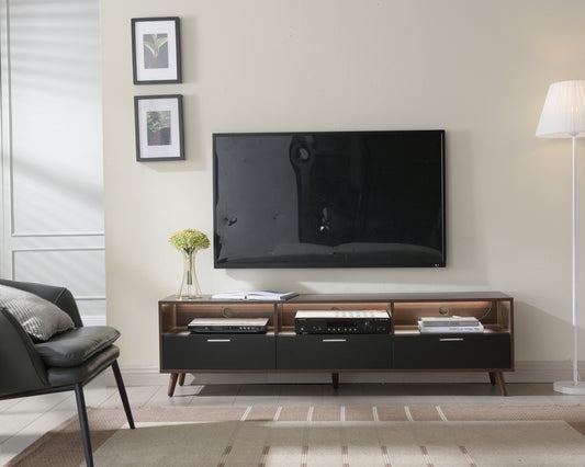 Modern LED TV Stand with RGB Lights and Ample Storage Space