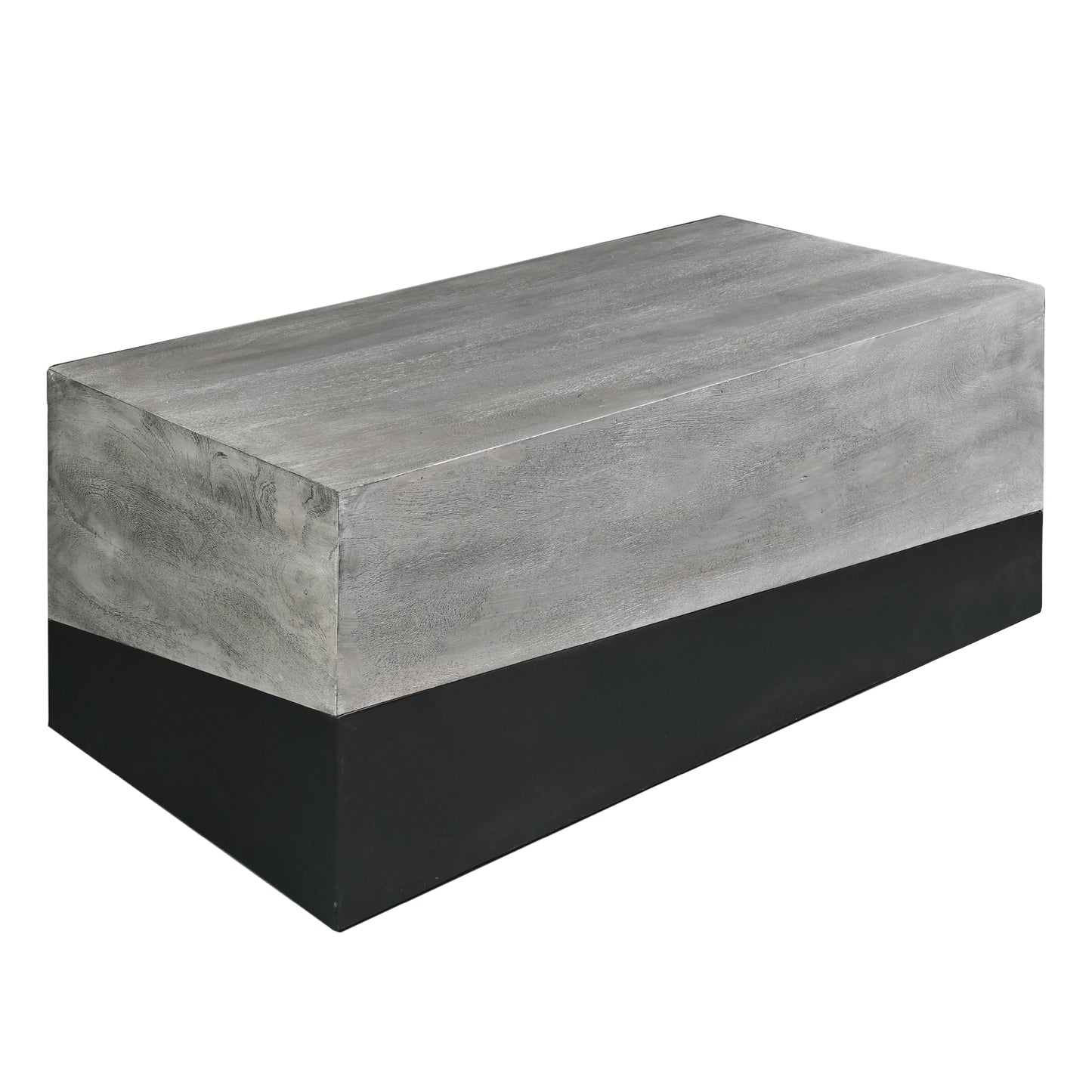 Rectangular Gray Mango Wood Coffee Table with Dual Tone Finish