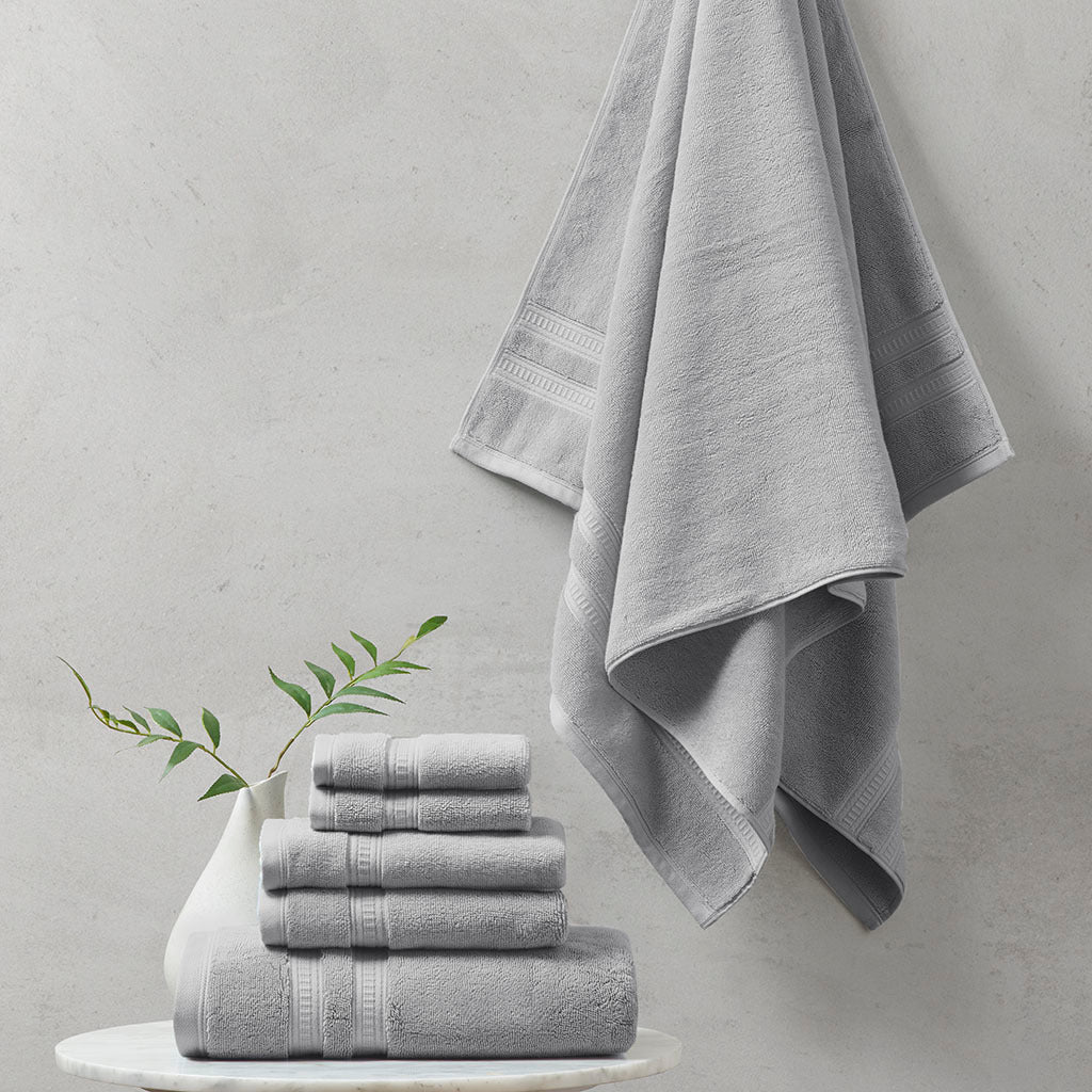 Luxurious 6-Piece Cotton Towel Set with Silvadur Antimicrobial Technology