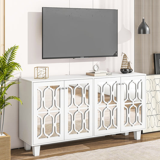 Adjustable Shelves Buffet Cabinet with Mirror Design TV Stand