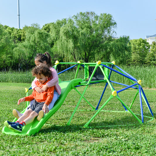 Kids Climbing Dome Jungle Gym with Wave Slide - Outdoor and Indoor Playground for Active Play