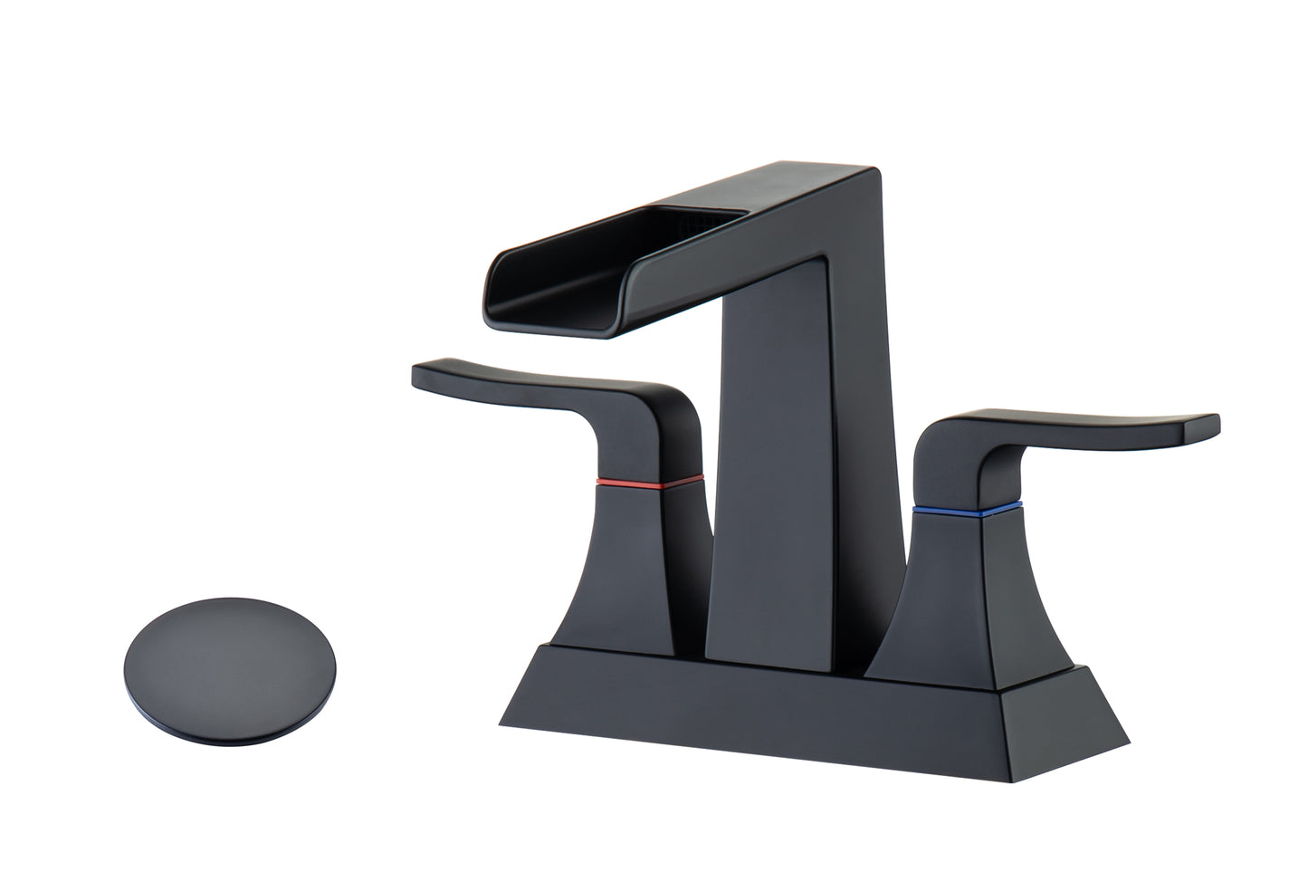 Black Matte 2-Handle Lavatory Faucet with Waterfall Flow and Layer Filtering