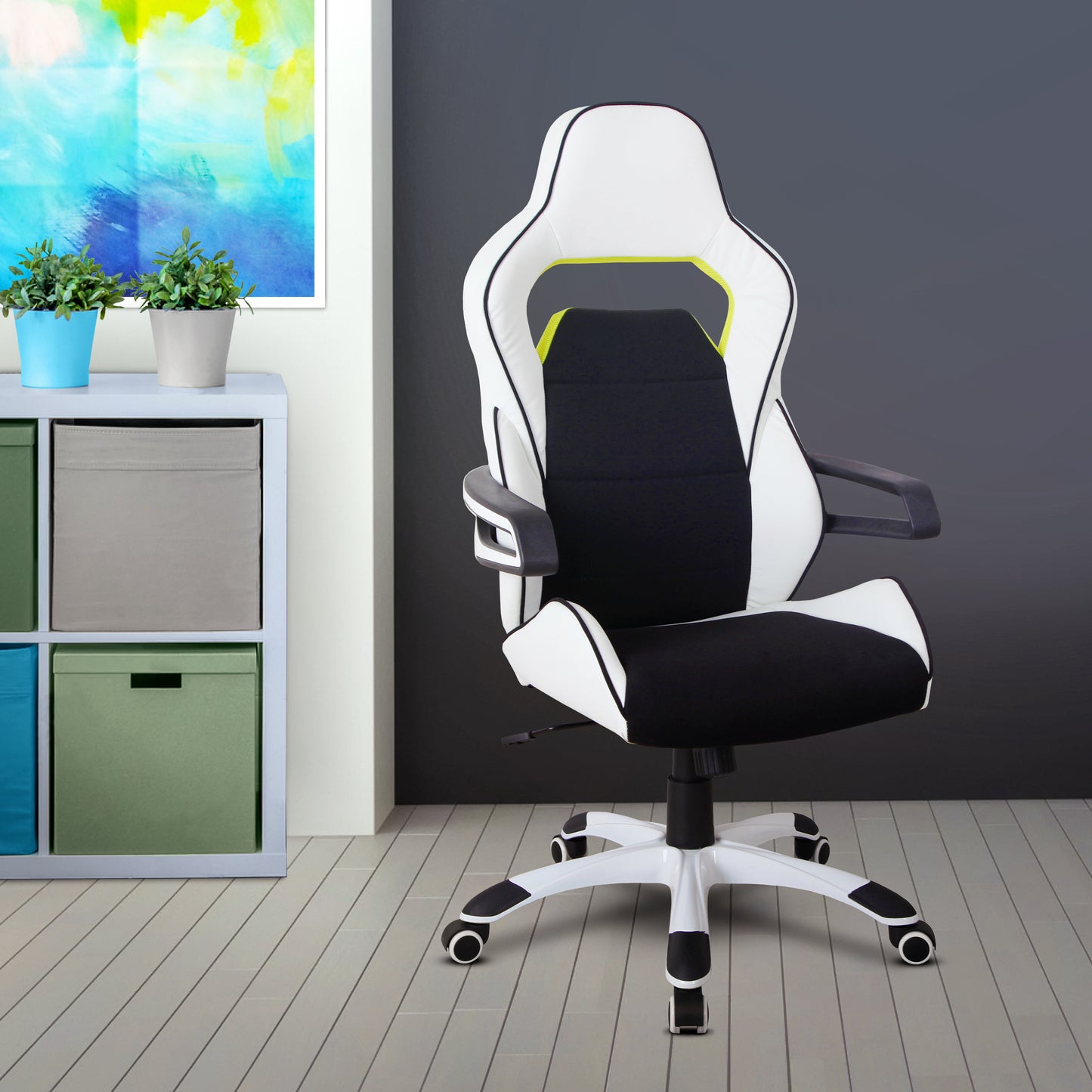 Ergonomic Essential Racing Style Home & Office Chair, White