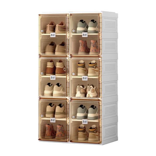 Portable Shoe cabinet  Living Room,Stackable Storage Organizer Cabinet with Doors and Shelves,Shoe Box for Closet