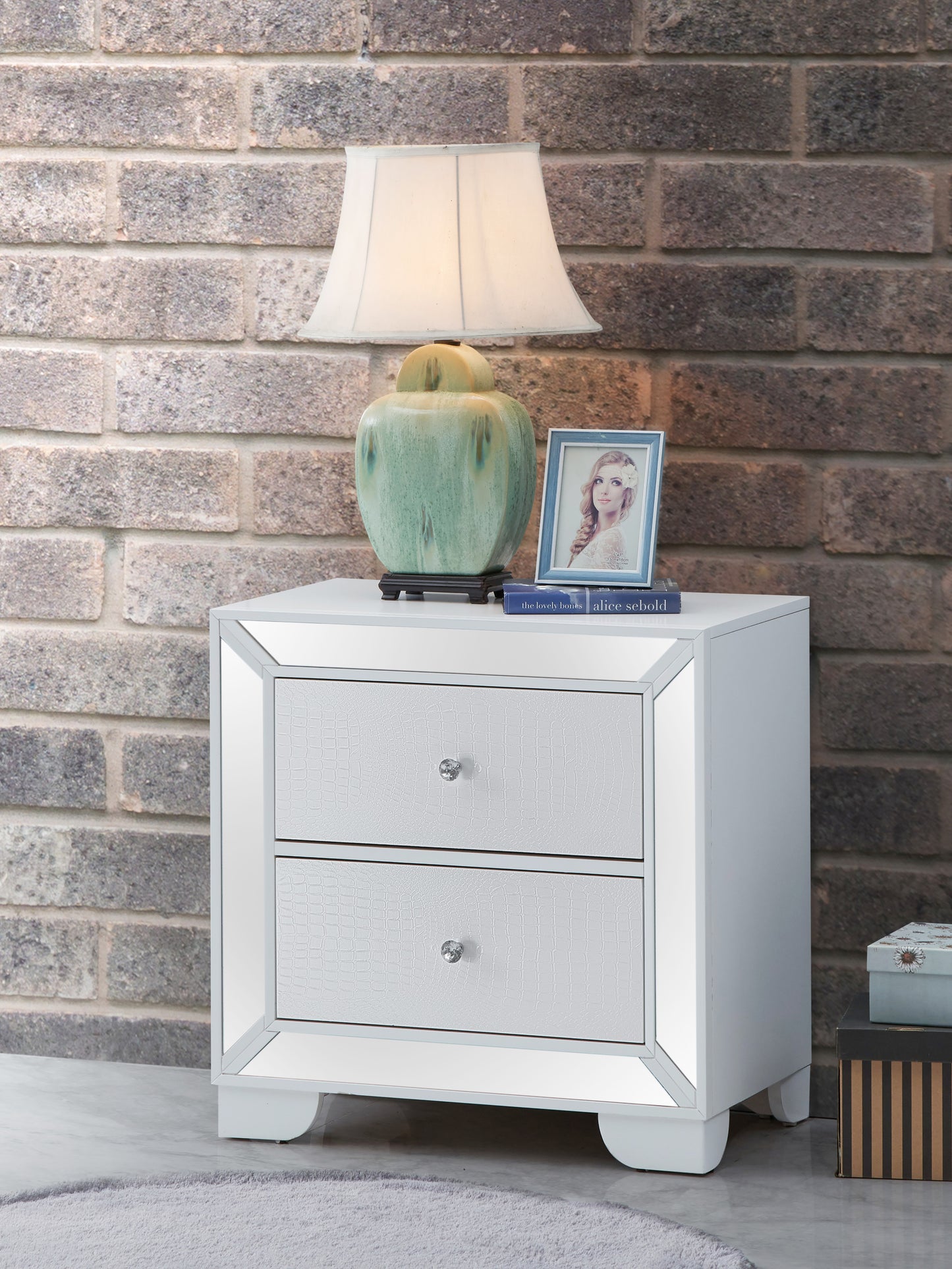 Hollywood Hills G8105-N Nightstand , Silver Champagne