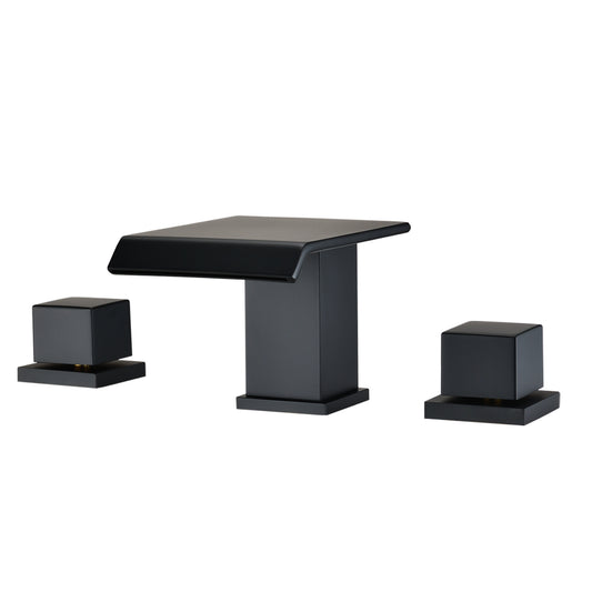 Matte Black Waterfall Bathroom Faucet with Dual Handles