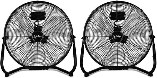 Simple Deluxe 12 Inch 3-Speed High Velocity Heavy Duty Metal Industrial Floor Fans Quiet for Home, Commercial, Residential, and Greenhouse Use, Outdoor/Indoor, Black，2-pack