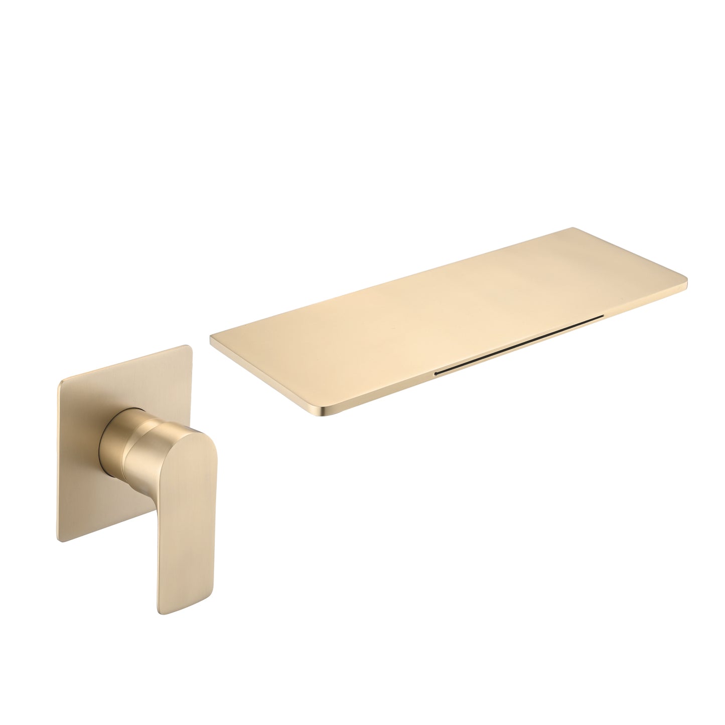 Modern Brushed Gold Waterfall Wall Mounted Bathroom Sink Faucet