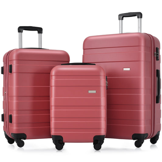 Luggage Sets New Model Expandable ABS Hardshell 3pcs Clearance Luggage Hardside Lightweight Durable Suitcase sets Spinner Wheels Suitcase with TSA Lock 20''24''28''( Red)