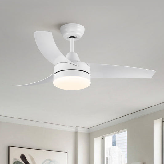 42-inch White ABS Blade LED Ceiling Fan with Integrated Lighting