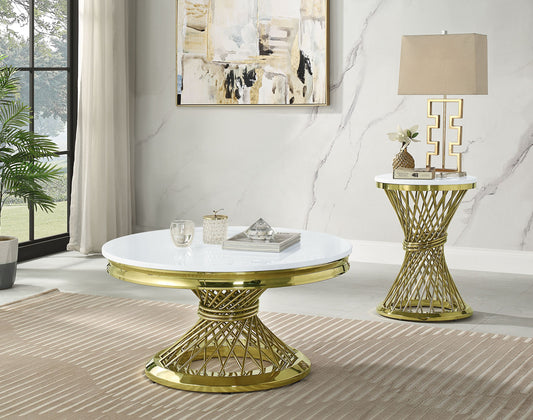 Elegance Gold & Stone Coffee Table LV01957